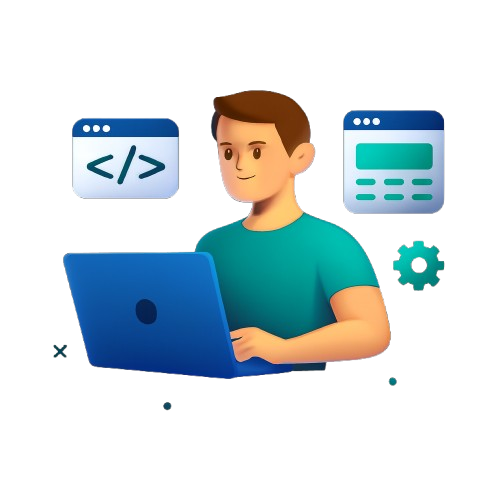 personagem usando o computador